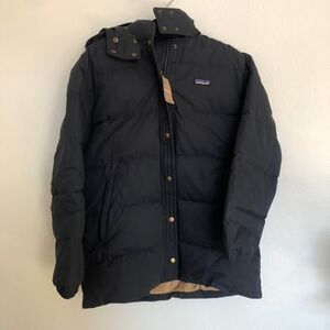 Patagonia Womens Sz L Cotton Down Parka Pitch Blue 26851 - Brand New